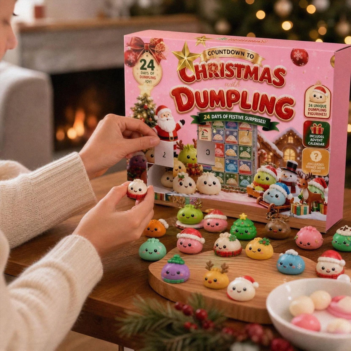 Squishy Advent Calendar 2026, 24 Days Christmas Dumpling Advent Calendar with Cute Mini Dumpling Figurines, Holiday Countdown Surprise Gift Box for Kids Adults